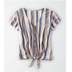 AE tie front button up t-shirt